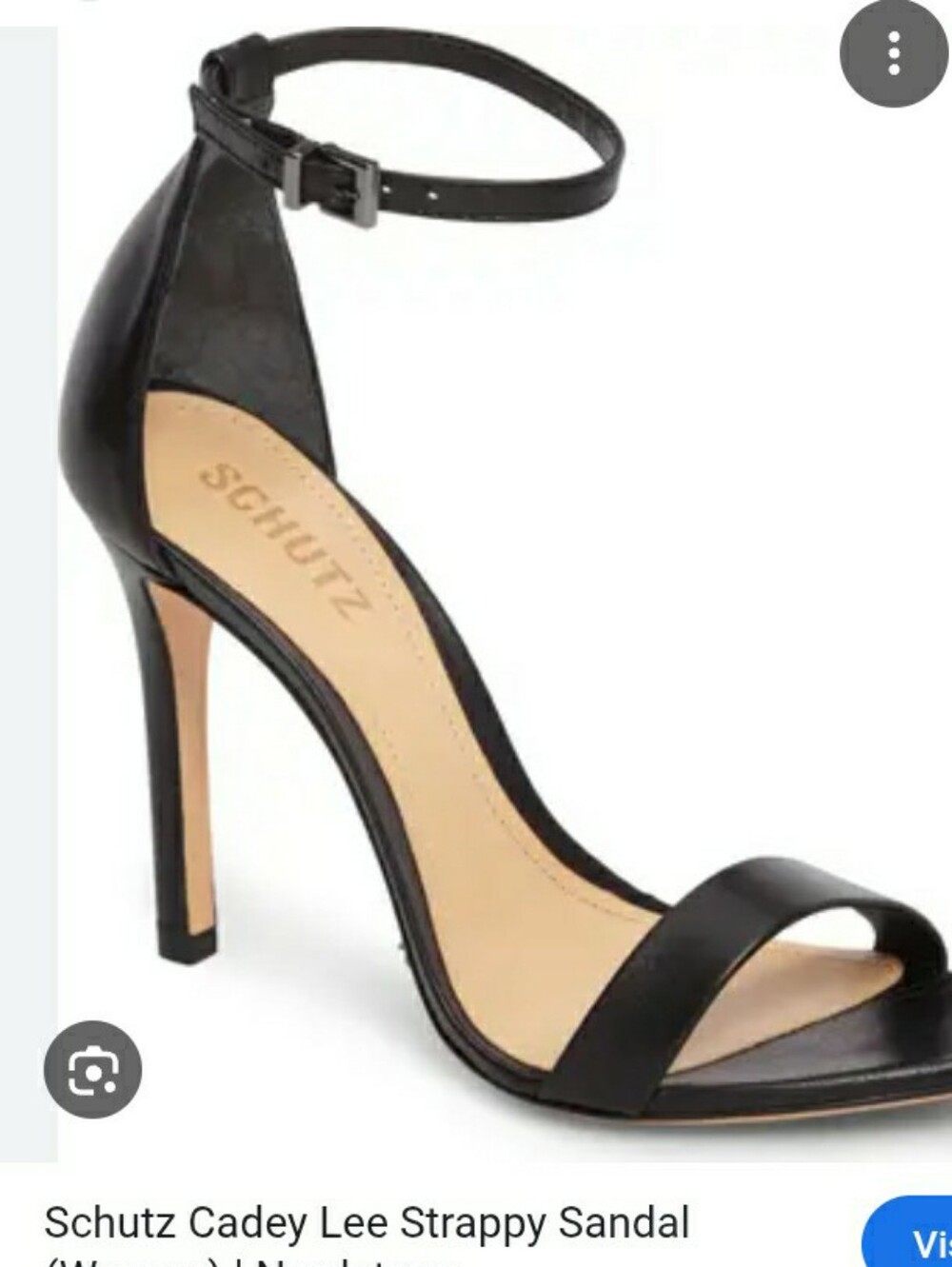 New SCHUTZ Black Leather Ankle‑Strap Stiletto Sandal Size 8
